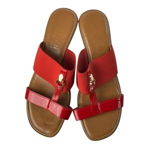 Women's ITALIAN SHOEMAKERS Red Wedge-Heel Sandals US Size 9.5 Made in Italy